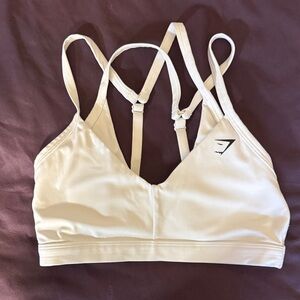 Gymshark white double up Strappy Low-Impact Sports Bra
